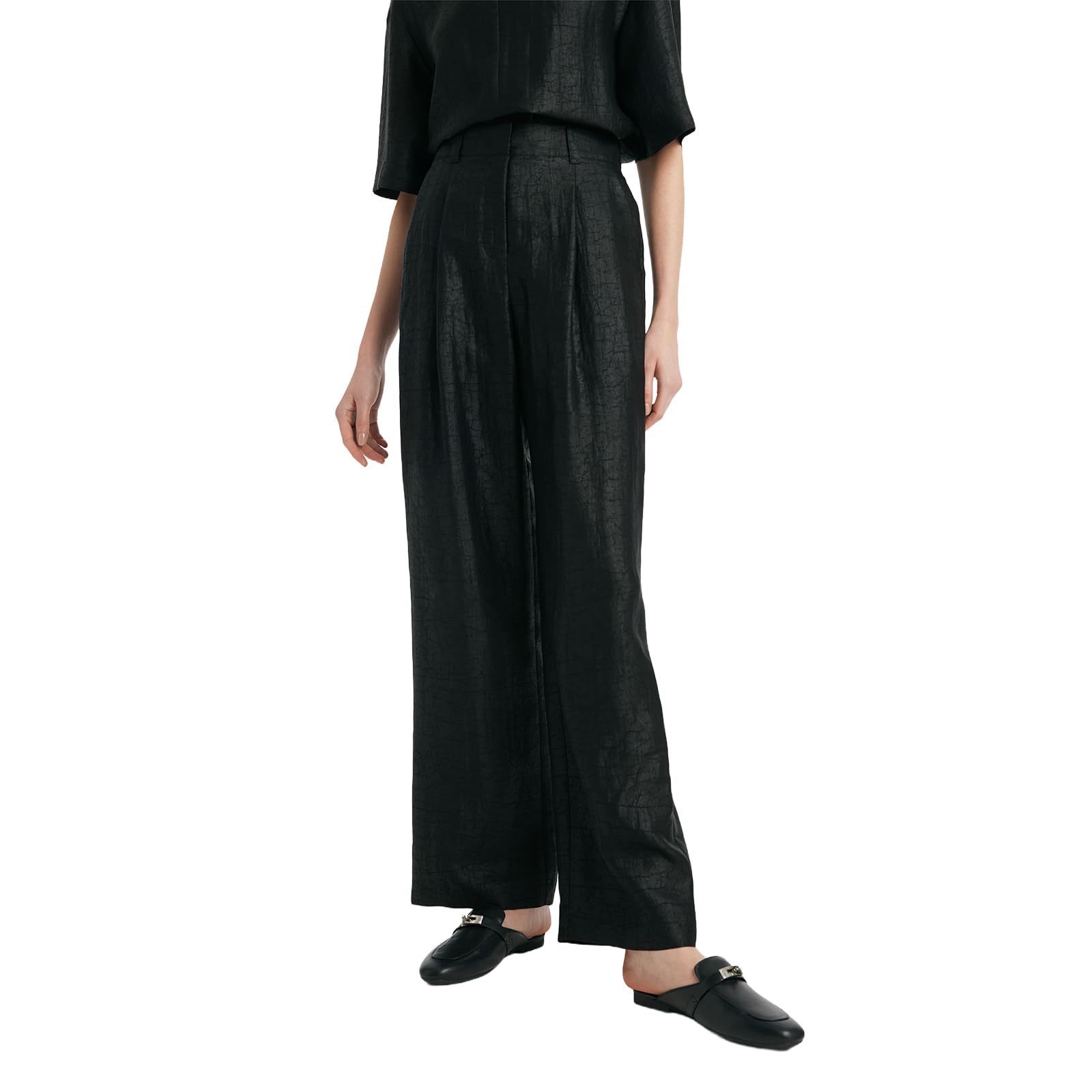 GOELIA 18 MM Xiang Yun Silk Palazzo Pants for Women Straight Loose Wide Leg Pants for Women Beach