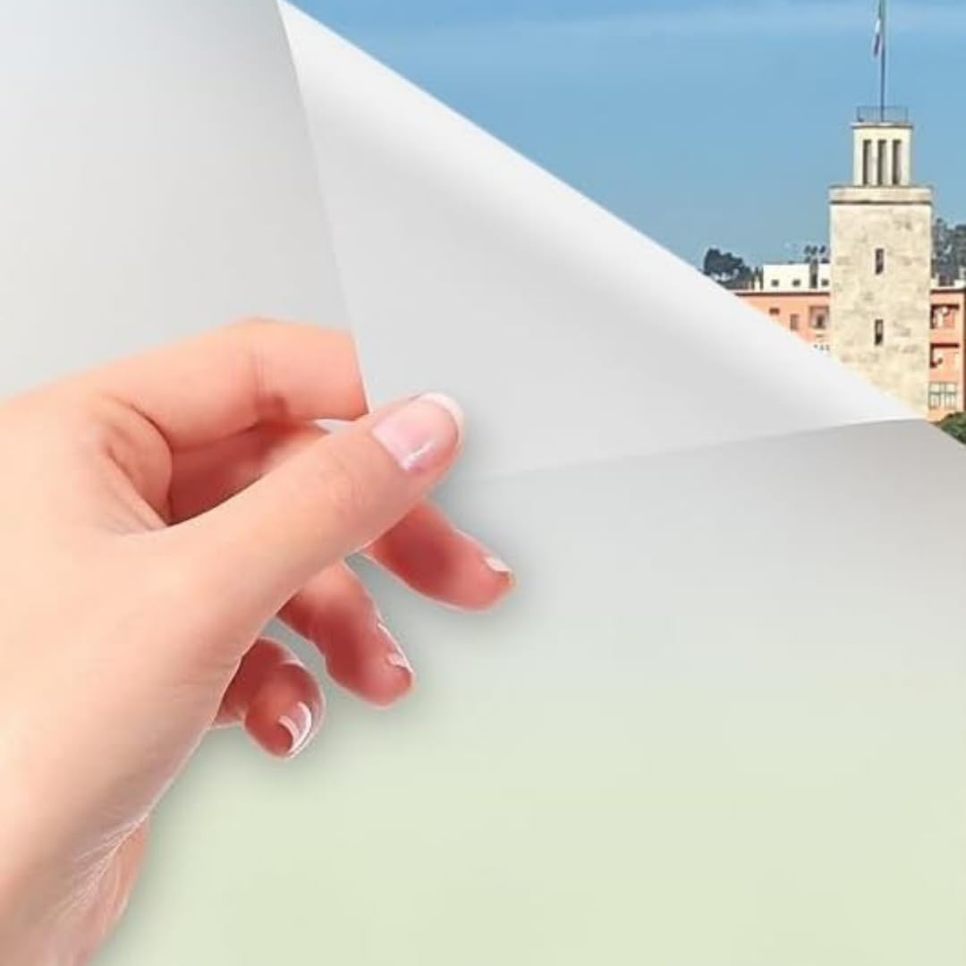 Coavas Pellicola Oscurante Per Finestre, Autoadesiva, Anti UV, Pellicola In Vetro Smerigliato Per La Privacy, Per Finestre Statiche, Glassa, Pellicola Per Finestre Per Casa, Nera, 45 X 200 Cm - Foto 7