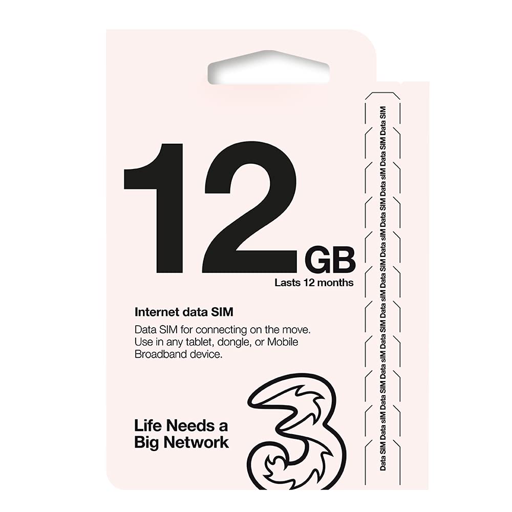 Three Mobile Pay As You Go Mobile Broadband 12 GB Data SIM Buy Online
