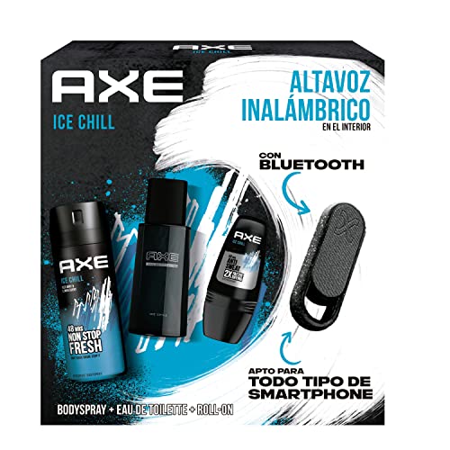 AXE Neceser Homem caixa de presente Music Box Ice Chill desodorizante BodySpray 150 ml Eau de Toilette 50 ml Desodorante Roll On 50 ml altifalante sem fios