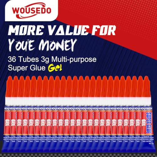 Image of 36 x 3g Super Glue Gel, Quick Dry, Thick Formula, All-Purpose Instant Bond