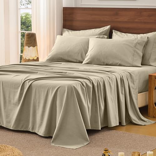 Image of Bedlifes 100% French Linen King Bed Sheet Set - 16 inch Deep Pocket, 4-Piece | Soft & Durable, Breathable & Cooling, Pure Flax Linen, OEKO-TEX Certified, Moisture-Wicking, Easy Care, Machine Washable