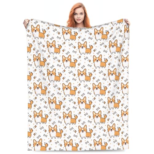 Corgi Throw Blanket Soft Cozy Warm Fuzzy Plush Fleece Blankets for Home Decor Couch Sofa Bed,Corgi Lovers Flannel Blanket Gifts for Men Women Kids Girls 60"X50"