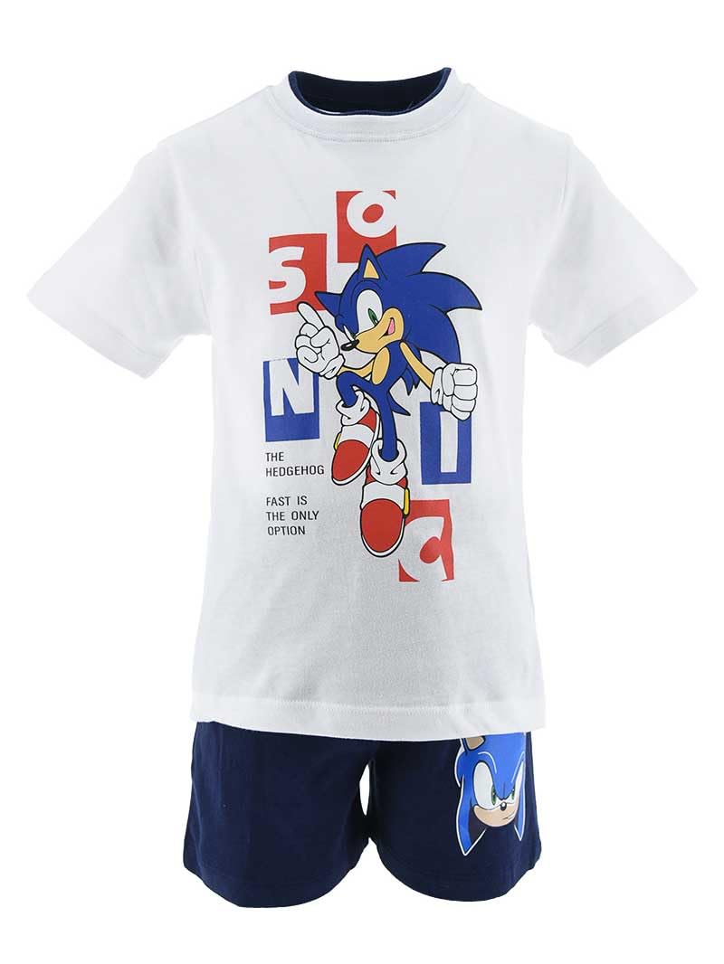 Sonic The Hedgehog Conjunto 2 Piezas para Niño, Diseño Sonic El Erizo Pijama Algodón Suave, Camiseta y Pantalón Corto, Tallas 3 a 8 Años