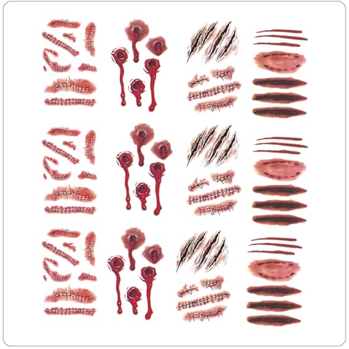 Halloween Tattoos Narben,12 Blatt Halloween Tattoo...