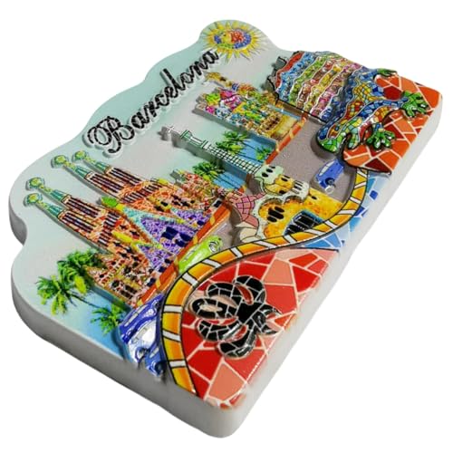 Imán de nevera 3D decorativo España Barcelona 8.5x5.5 cm miniatura 3