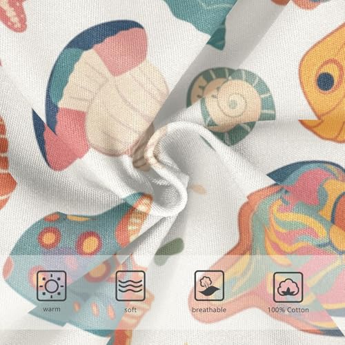 KLL Seashells Different Shapes and Starfish Toddler Boys Pure Cotton Nighttime Underwear Cute Undies3