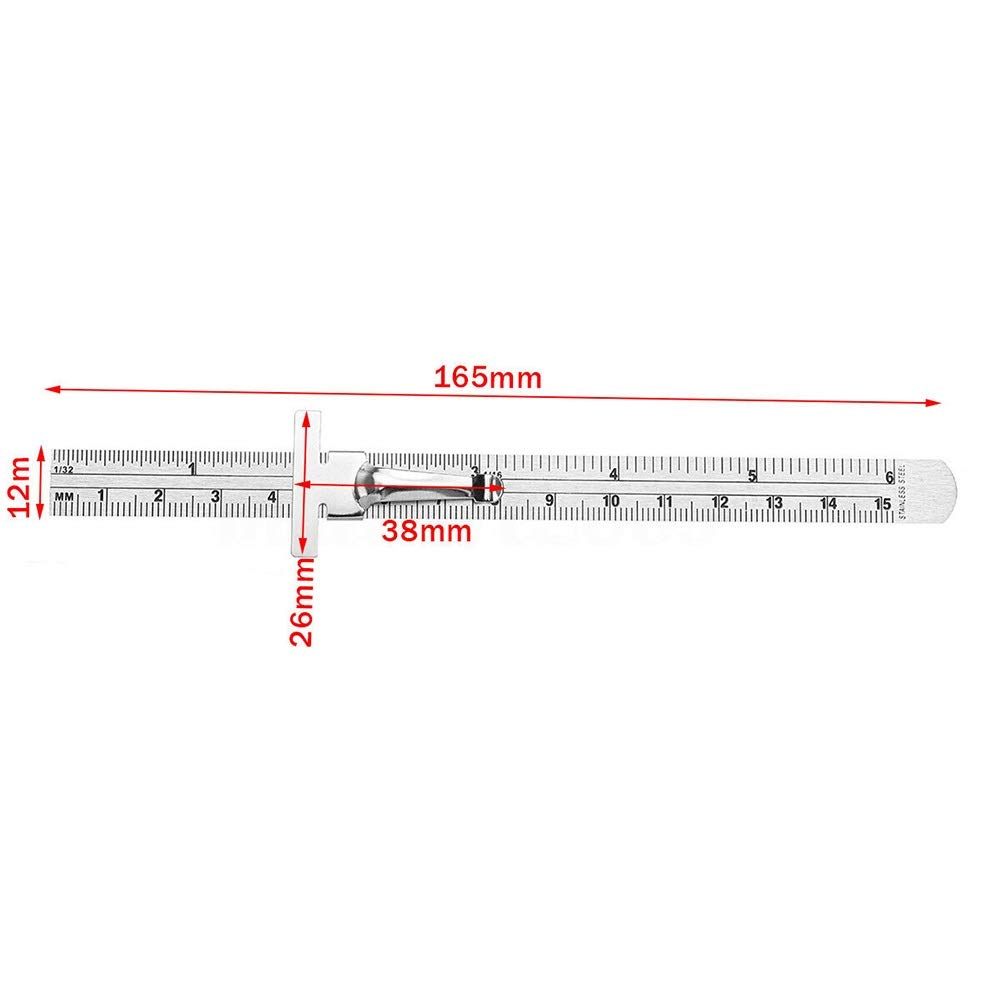 6 Inch Hole Pocket Accurate with Detachable Clip Length Ruler Stainless Steel Portable Marking Measuring Tool Height Depth Gauge
