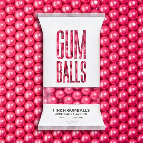 Candy Envy - Shimmer Pink 1 Inch Gumballs - 2lb Bag - Approximately 113 Gumballs Per Bag - North American Made & Kosher Certified Cover