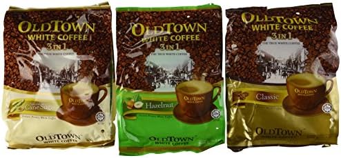 OLD TOWN White Coffee 3 in 1 Variety Pack (Classic, Natural Cane Sugar, Hazelnut), brown