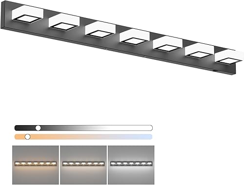 Miniatura 50 de Ralbay Lámpara de Tocador de 4 Luces de Níquel Cepillado para Baño Lámpara de Baño Moderna de LED en Metal y Acrílico cepillado níquel,Negro-5