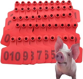 Marca de ganado/cerdo/oveja 001-100/101-200/201-300/301-400/401-500 Etiqueta de animales de ganado de plástico digital (rojo/amarillo/verde/azul/naranja/rosa) rojo calf401-500