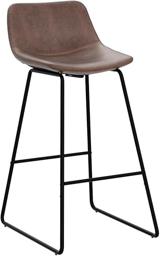 Miniatura 5 de Alexander - Juego de 3 taburetes de bar industriales de piel sintética para interiores y exteriores, sillas de comedor urbanas sin brazos con patas