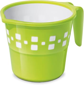 Designer Plastic Mug Bathroom Bath Accessory x 1 Mug Bathing Mugs Dabba camping mug certified bathing water mug for picnic, Gym, Trekking, camps - 1.5 litre capacity - Assorted colors