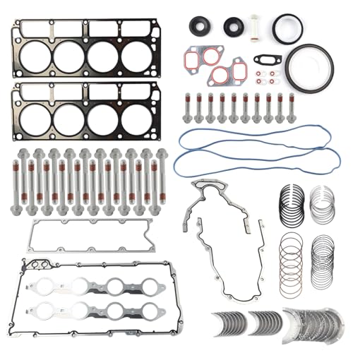 SAOKNCE Engine Rebuild Re-Ring Bearings Kit w/Gasket Bolt Compatible with 1999-2017 GM Chevrolet GMC Gen III 4.8L 5.3L 6.0L Replace12558178