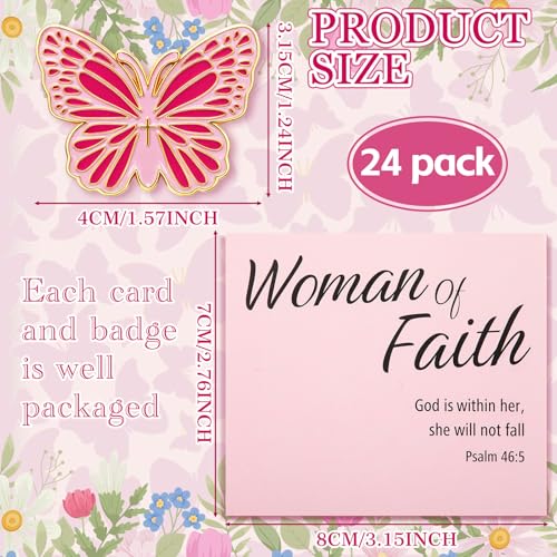 Image of Hoteam Chuch Gift for Woman of Faith Pins Butterfly Pink Bow Rose Christian Brooches Mom Church Woman Party Favor