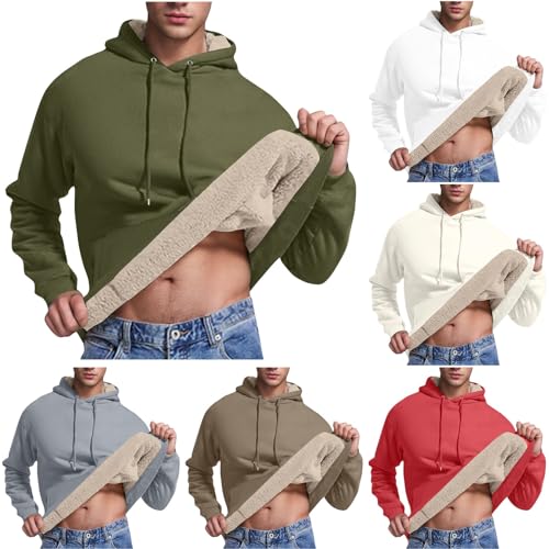 Men's Heavy Sherpa Fleece Lined Hoodie Pullover Thick Winter Long Sleeve Sweatshirts Sweater for Cold Freezing Weather