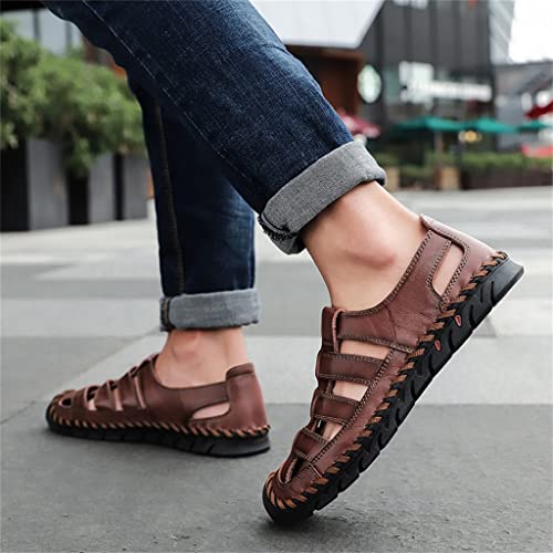 Shoes Men Genuine Leather Men's Sandals Beach Flat Leisure Sandals Outdoor Casual Shoe(40)2