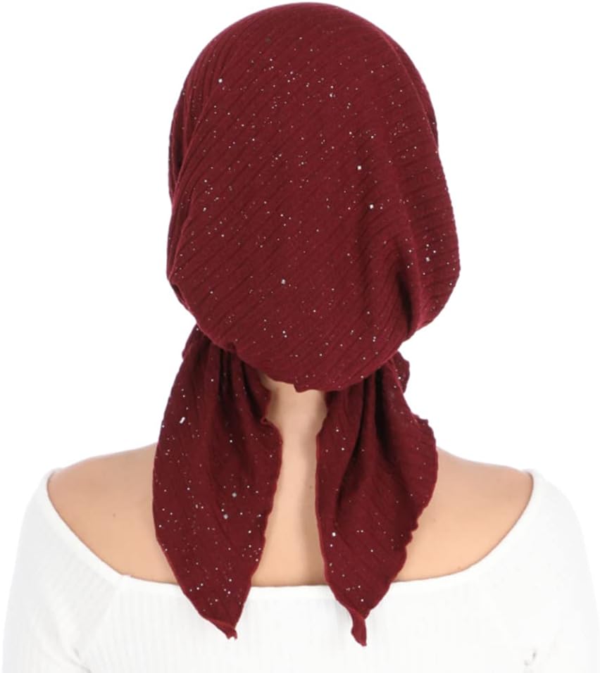 Madison Headwear Pretied Head Scarves for Women Featuring A Unique Sparkly Foil Finish and Stretchy Ribbed Fabric - Image 4