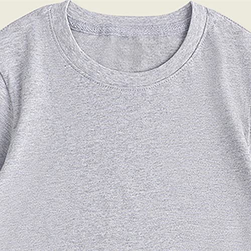 Girls' Short Sleeve Shirts Athletic Crewneck Loose Fit T-Shirts Kids Summer Fashion Tops Solid Color Cute Tee4