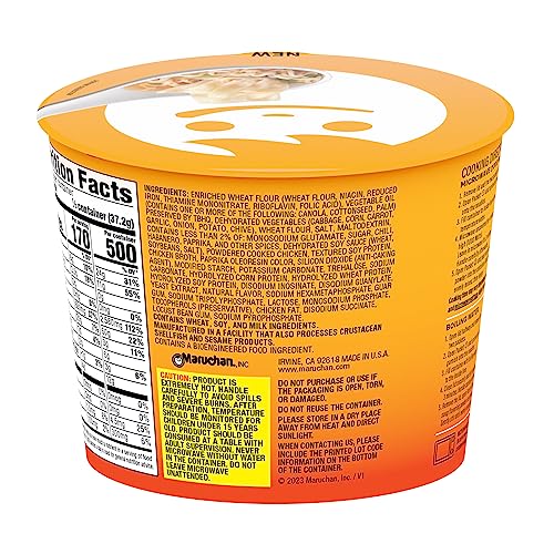 Image of Maruchan Wonton Ramen Bowl, Hot & Spicy Chicken Flavor - Japanese-Style Instant Noodle Soup, Microwaveable Easy Meal - 3.93 Oz. (6 Pack)