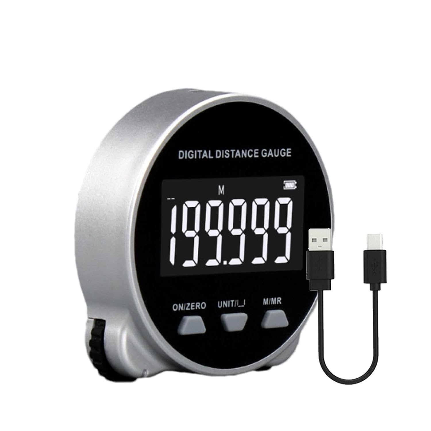 Cinta Métrica Digital Electrónica, 199.999m Regla Digital Medición De Cinta Electrónica, Pantalla Lcd Digital Cinta De Medición Recargable Tipo C Herramienta De Medición De Longitud