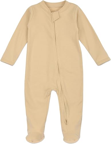 Aablexema Pijama de algodón orgánico con cremallera para recién nacido, con puños de manoplas