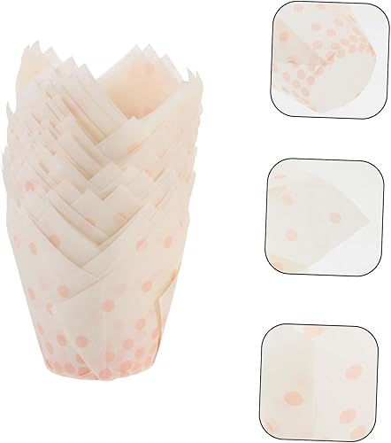 Miniatura 7 de 50 piezas de tazas de pastel desechables para hornear tazas de tulipán para pasteles de puntos, forros para magdalenas de loto para cupcakes,