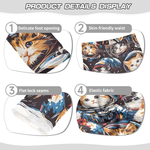 Cats Astronaut Girls' Leggings Toddler Doodles Kids Yoga Pants Dance Active Tights 4T3