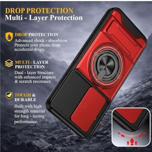 BINKSON Armor Camera Slider Back Case for Vivo Y16 Red - Image 6