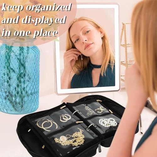 Estuche para joyas estructurado de 33,5 cm con cremallera duradera para broches 8