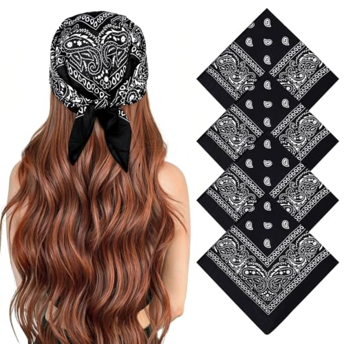 MELLIEX 4 Pièces Bandanas Foulard Cheveux Paisley Bandeau de Cheveux Fichu Mouchoir Unisexe 4 Couleurs 54 x 54 cm Bandeaux de Cyclisme pour Hommes et Femmes -...