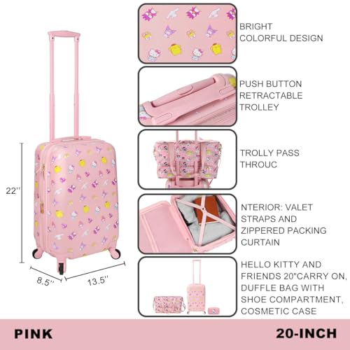 Bioworld Sanrio Hello Kitty Character Print 3-Piece Luggage Set4