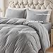 PURE ERA Jersey Knit Duvet Cover Set 100% T-Shirt Cotton Super Soft Comfy 3pc Bedding Set with Zipper Closure (Heather Grey, Queen)