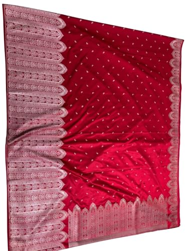 Image of Banarasi Mashru Silk Saree Red Shade