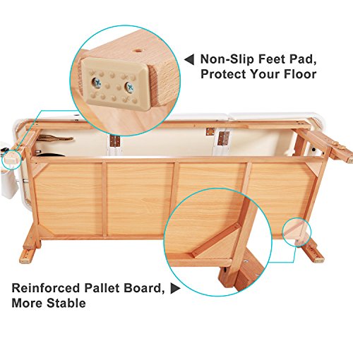 Massage Table Bed Stationary Professional Tilt Adjustable with Storage 3 Section (White)