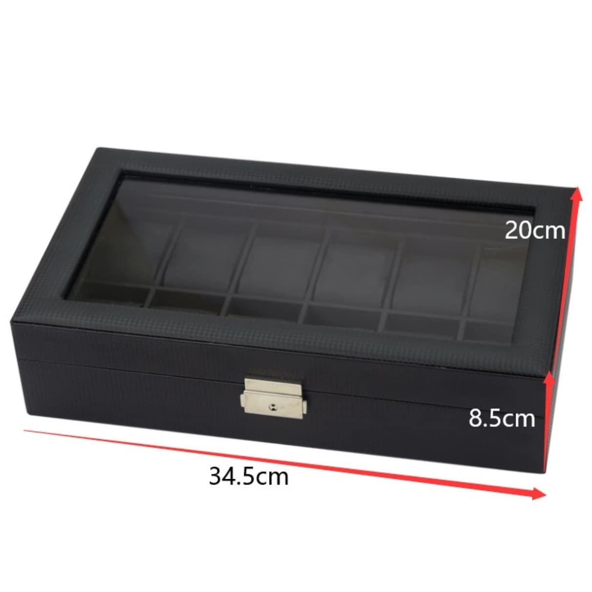 Caja De Reloj Caja De Almacenamiento Para Exhibición De Relojes, Colección De Joyas, 12 Ranuras, Fibra De Carbono, Hebilla De Metal, Caja Organizadora Para Relojes Estuche Para Relojes
