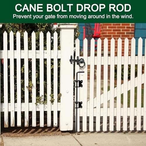 uxcell 36" Cane Bolt Gate Drop Rod, 2pcs Steel Gate Hardware Ground Latch for Wood Fences Drop Pin for Holding Gate to the Ground Black - Image 3