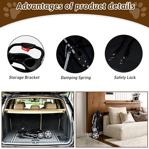 image for Azaeahom Pet Stroller 4 Wheels Dog Cat Stroller for Medium Small Dogs 