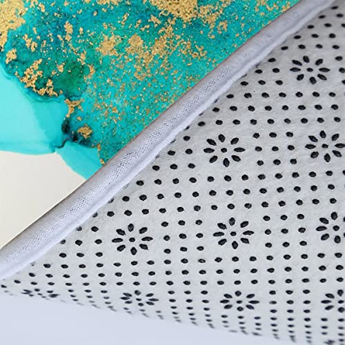 Zifarm Badematte rutschfeste 50x80 cm Türkis Badvorleger-Set 3D Drucken Golden Abstrakt Mikrofaser Flanell Absorbierend… – Bild 8