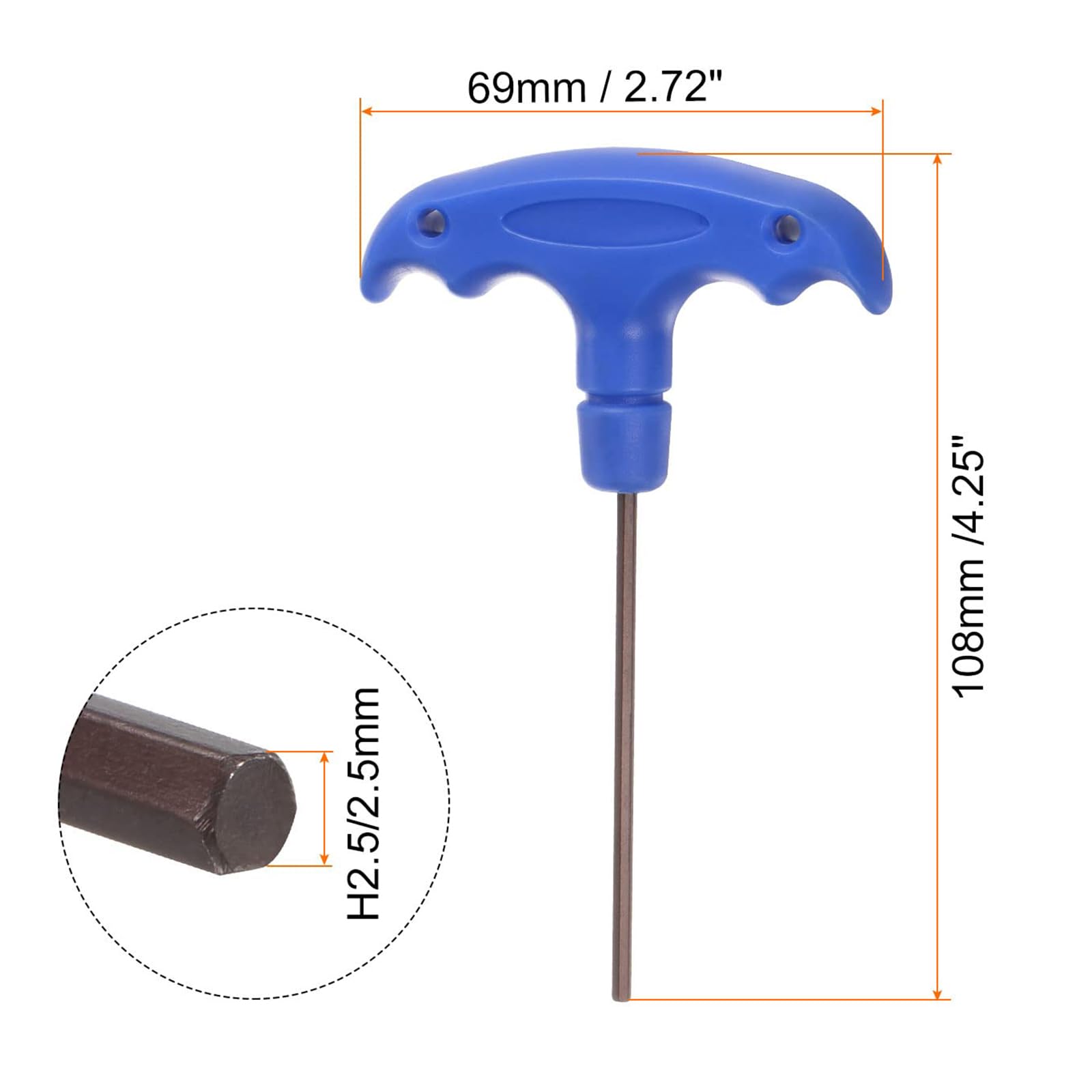 TA-VIGOR 5Pcs H2.5 T-Handle Hex Key Wrench, 2.5mm S2 Steel T-Key Allen Wrench Tool for Bike Furniture, and Mechanical Repair - Image 2