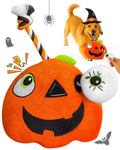 Swooflia Halloween Tug of War Dog Toy-Squeaky Plush Toy with Rope...