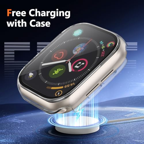 Image of Charlam Tempered Film Apple Watch Case with Screen Protector Compatible with 41mm Series 8 /7, Full Protective Hard PC Bumper Touch Sensitive HD Screen Cover for iWatch Accessories, Pack of 3, Clear,
