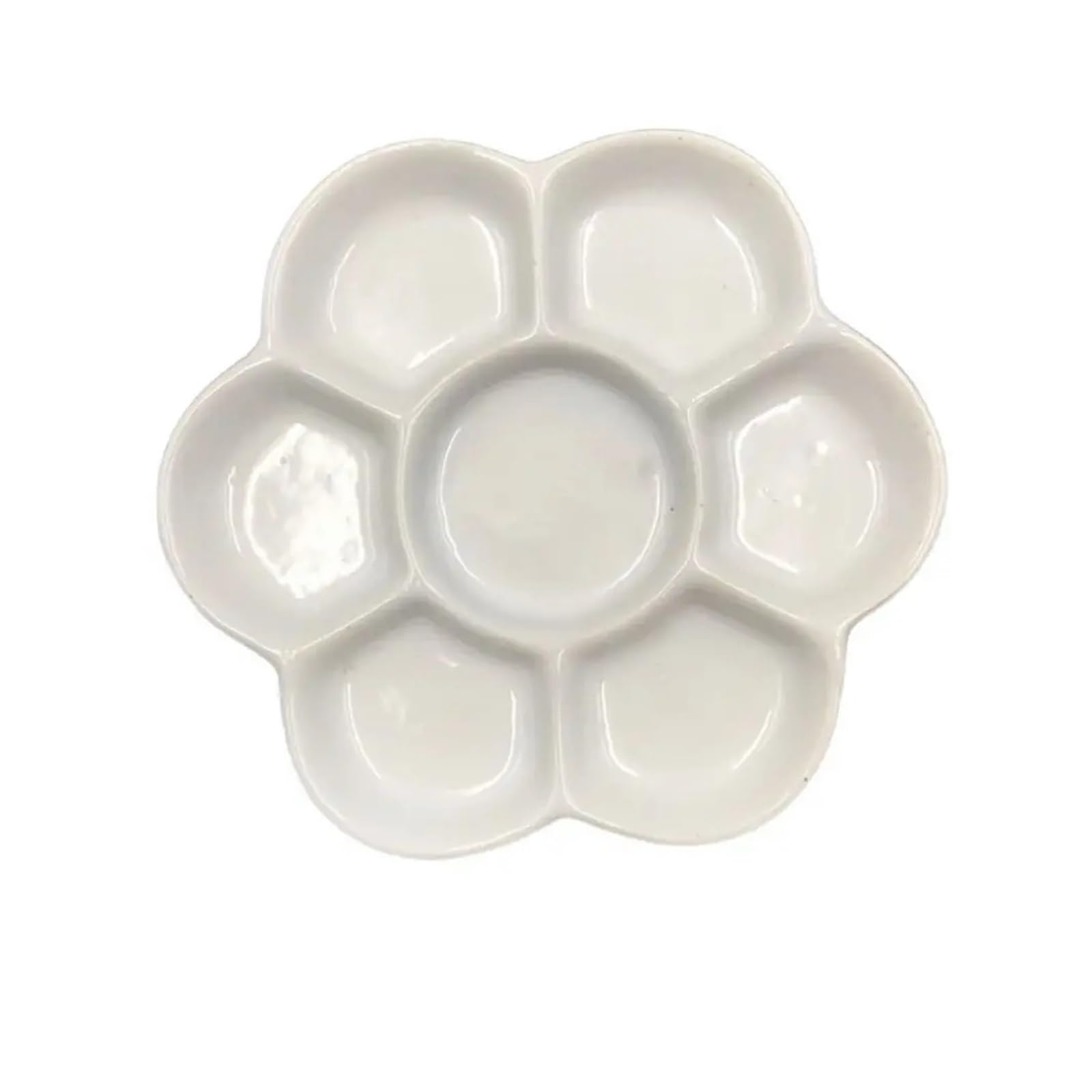 Ceramic Paint Palette Ink Tray Ceramic Paint Palette White Portable Porcelain 3 Size 6/7 Grid Plum Blossom Plate for Artist for Watercolour(4 in)