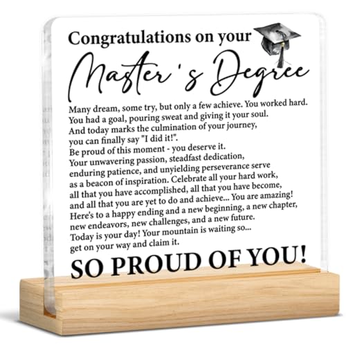 Masters Degree Graduation Gifts for Him Her, Congratulations on Your Masters Degree Clear Desk...