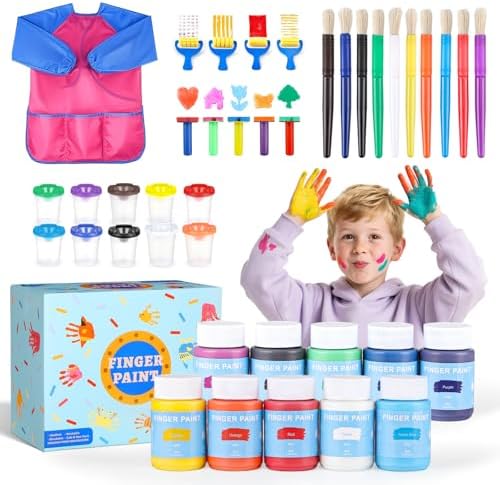 TMOL Washable Finger Paint for Toddlers, 40 PCS Non-Toxic Finger ...