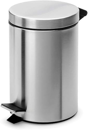 Rocky Mountain Goods Bote de basura pequeño con tapa escalonada, 1.85 galones, papelera para baño, dormitorio, oficina, metal resistente, apertura