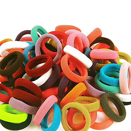 200 PCS small Cotton Hair Ties Rope for Baby Girls Kids No Damage Hairbands Multicolor