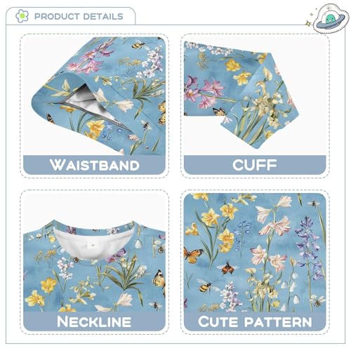 JUNZAN Flowers Hyacinths Butterflies Blue Little Boys Pullover Hoodie Fleece Fall Tops Shirts Party 4T3