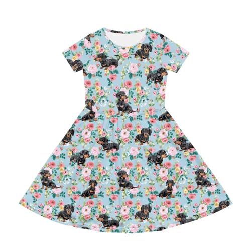 Casual Short Sleeve Dresses for Teen Girls Cute Skater Dresses Summer Outfits for 3-14 Years Old